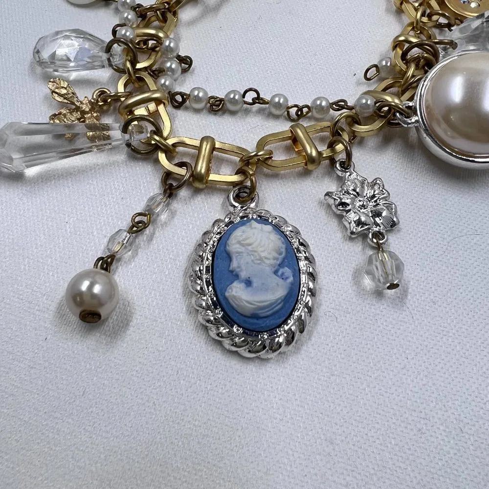 Gold Toned 7” Large Charm Bracelet